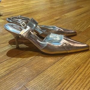 Metallic copper midi heel